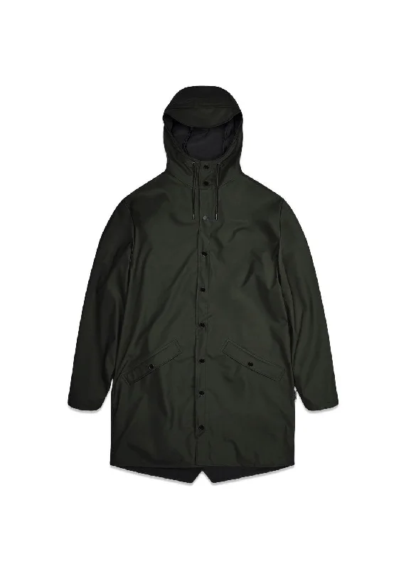 Long Jacket W3 - Green Front Pockets Side Pockets Patch Pockets