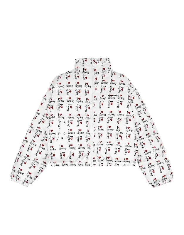 'Love My Dog' Y2k Kawaii Puffer Letter Print Cotton Padded Jacket Denim Jacket Leather Jacket Suede Jacket