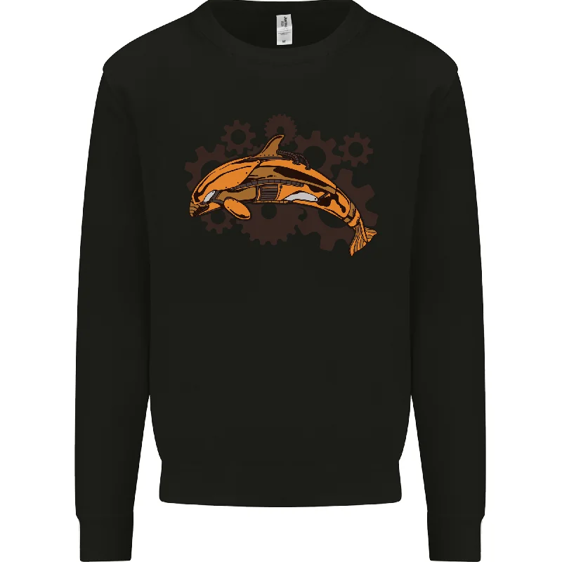 A Steampunk Dolphin Mens Sweatshirt Jumper Hoodie with Reflective Safety Nightwear