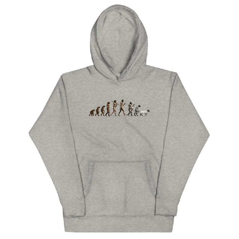 March of Devolution Sheeple Unisex Hoodie Hoodie with Frayed Bohemian Relaxed