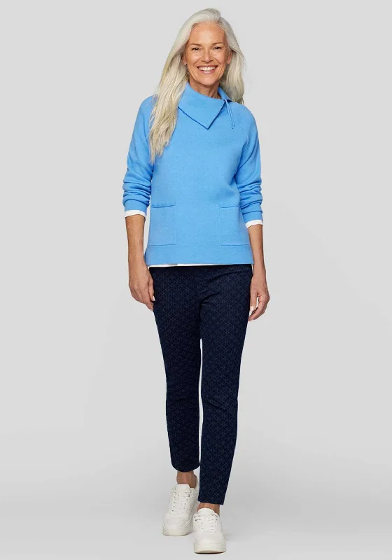 Rabe Zip Neck Jumper, Blue Boxy Sweater Fitted Sweater A-Line