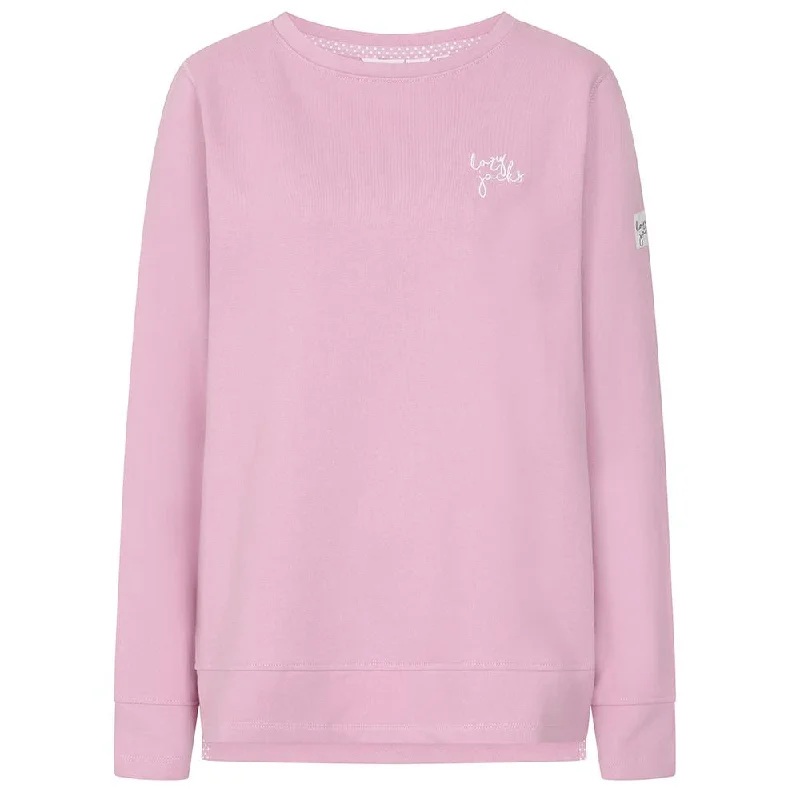 LJ131 - Crew Neck Sweatshirt - Pink Hoodie with Hem Elastic Stretchable Comfortable
