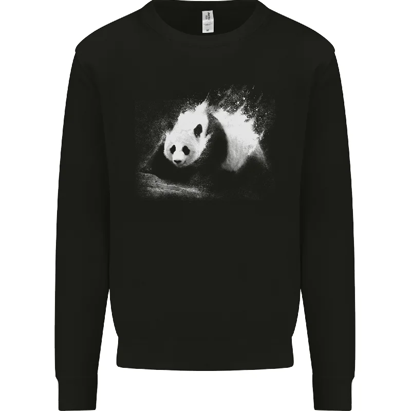 Abstract Panda Bear Ecology Mens Sweatshirt Jumper Hoodie with Bell Sleeves Flared Feminine