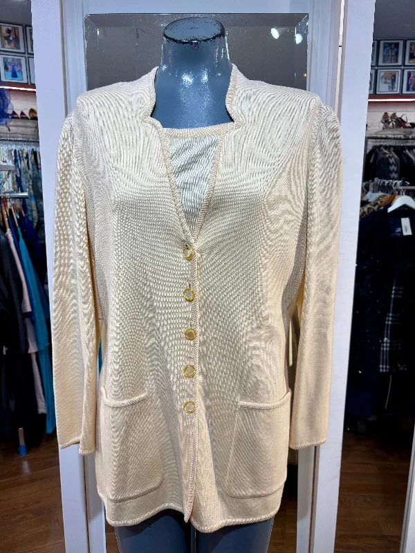 90’s Off White Knit Short Sleeve Jacket by Escada Corduroy Jacket Velvet Jacket Brocade Jacket