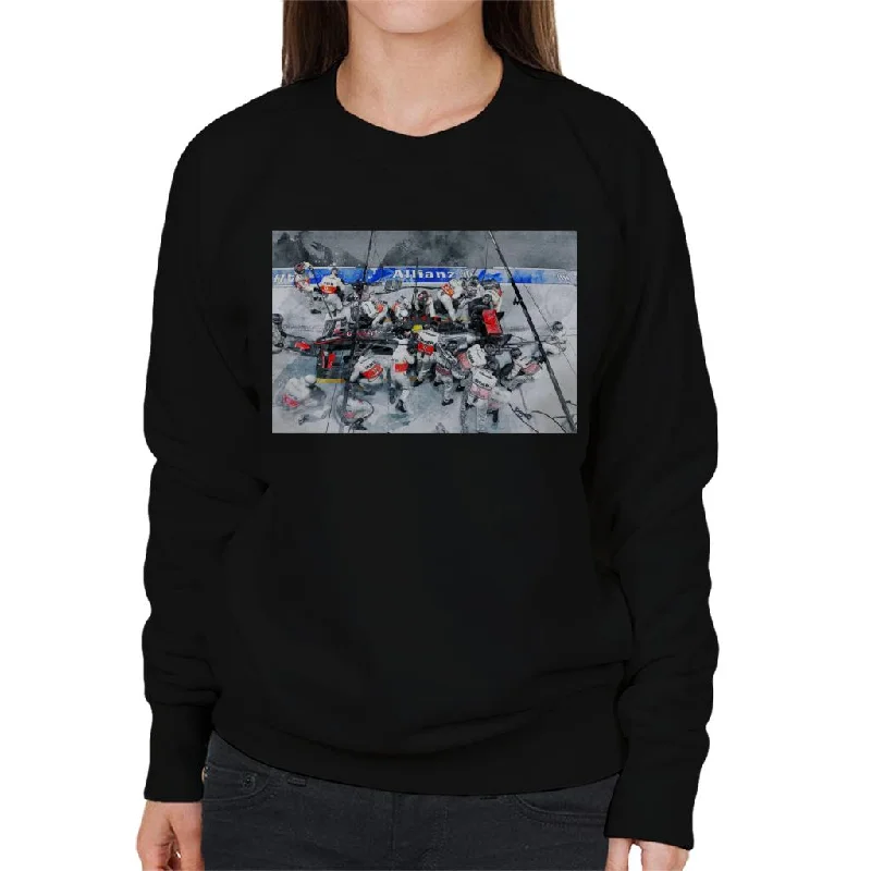 Motorsport Images McLaren MP4 24 At Pit Stop Women's Sweatshirt Hoodie with Monochrome Minimalist Simple