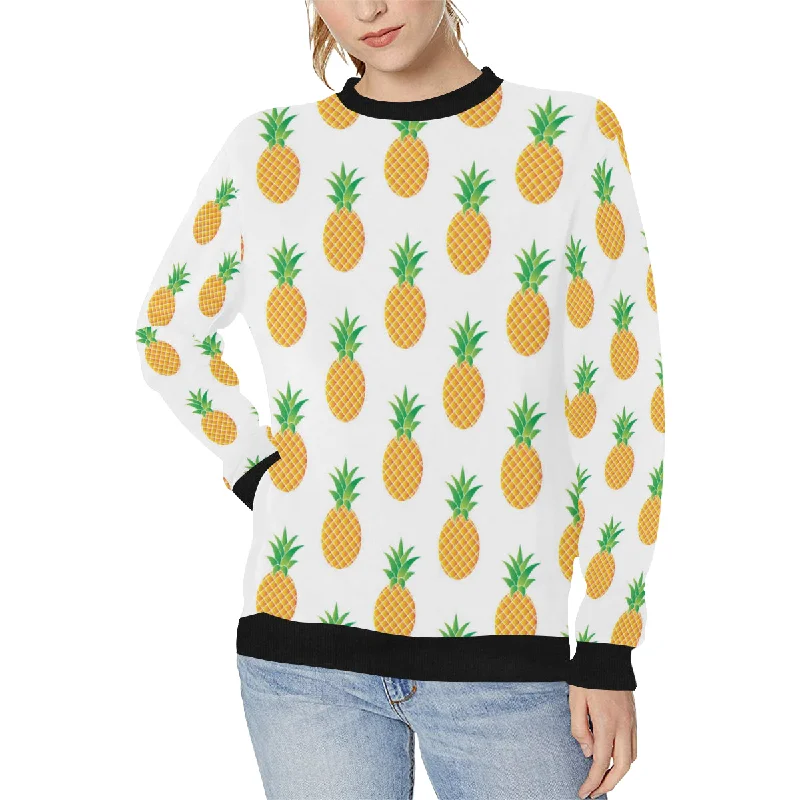 Pineapples pattern Women's Crew Neck Sweatshirt Hoodie with Lining Warm Insulated