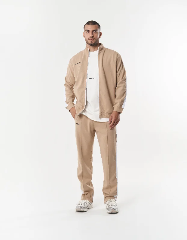S1 Tracksuit Jacket - Beige Front Pockets Side Pockets Patch Pockets