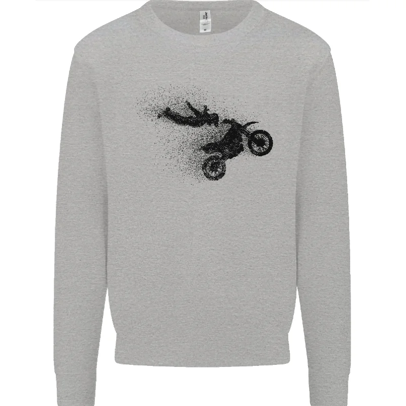Abstract Motocross Rider Dirt Bike Mens Sweatshirt Jumper Hoodie with Slit Hem Functional Movement