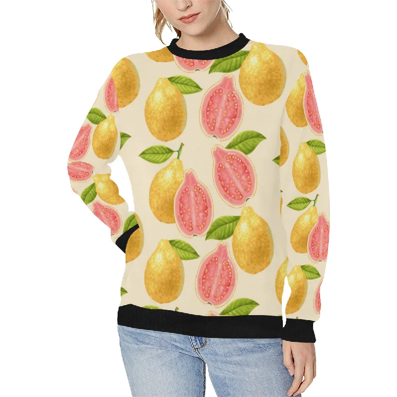 Beautiful guava pattern Women's Crew Neck Sweatshirt Hoodie with Snap Buttons Easy Quick