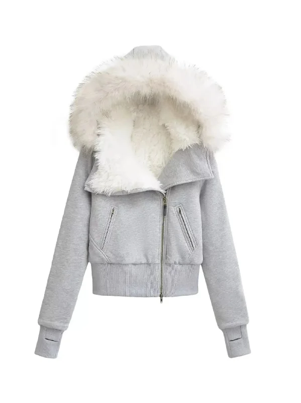 'Warm Night' Fluffy Hood Y2k Fitted Comfy Jacket Insulated Jacket Fitted Jacket Loose Jacket