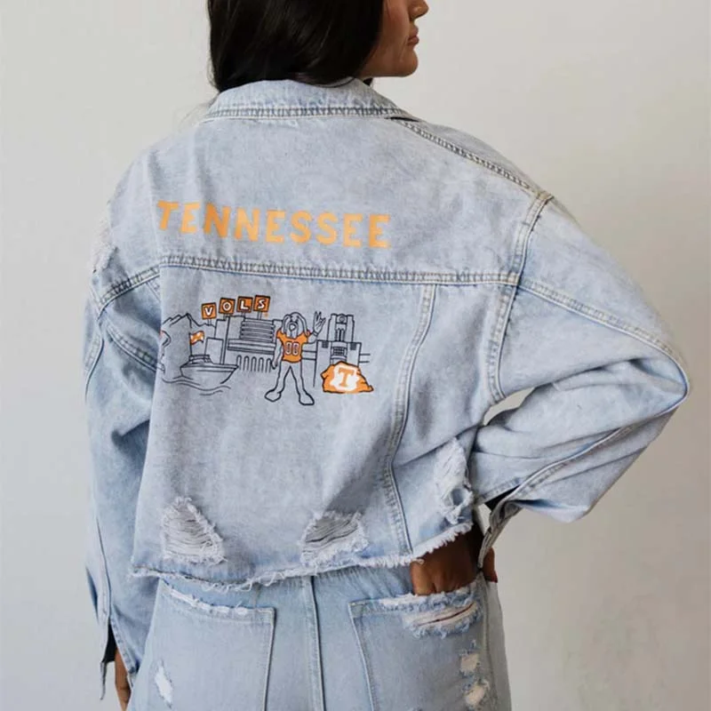 UT Campus Denim Jacket Zippered Front Buttoned Front Snap Front