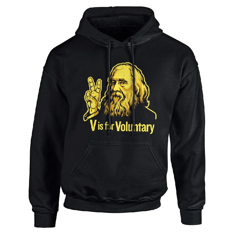 V Is For Voluntary Lysander Spooner Hoodie Sweatshirt Hoodie with Hem Fringe Bohemian Relaxed