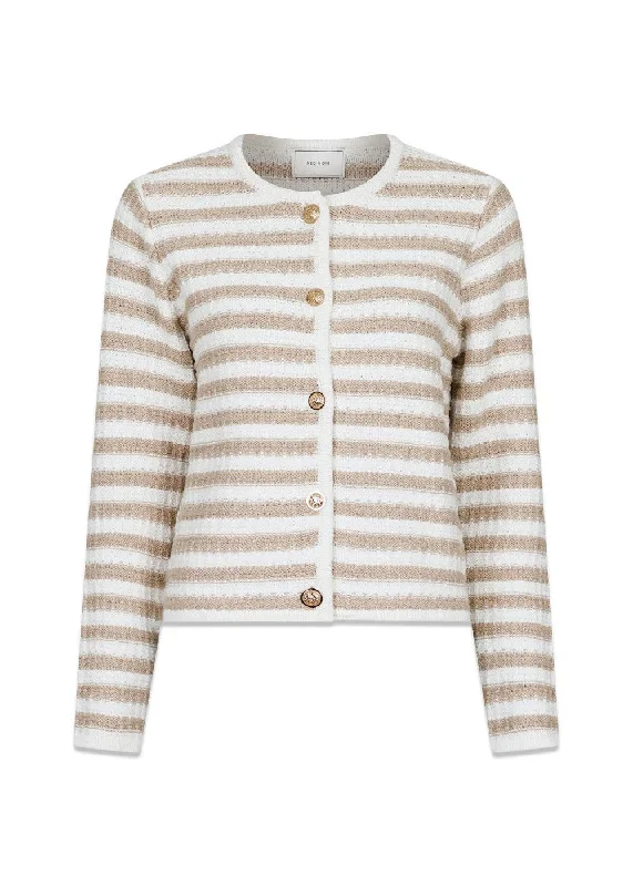 Limone Stripe Knit Jacket - Sand Denim Jacket Leather Jacket Suede Jacket