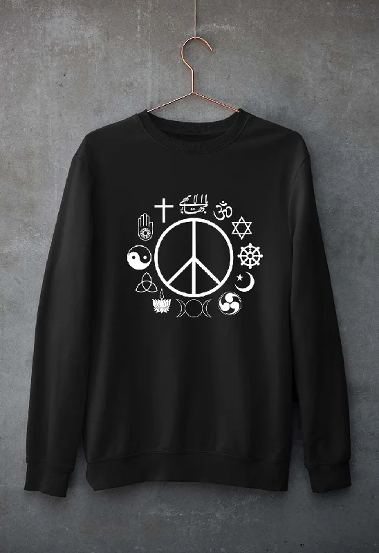 Peace Religious Symbols Unisex Sweatshirt for Men/Women Hoodie with Hem Fringe Bohemian Relaxed