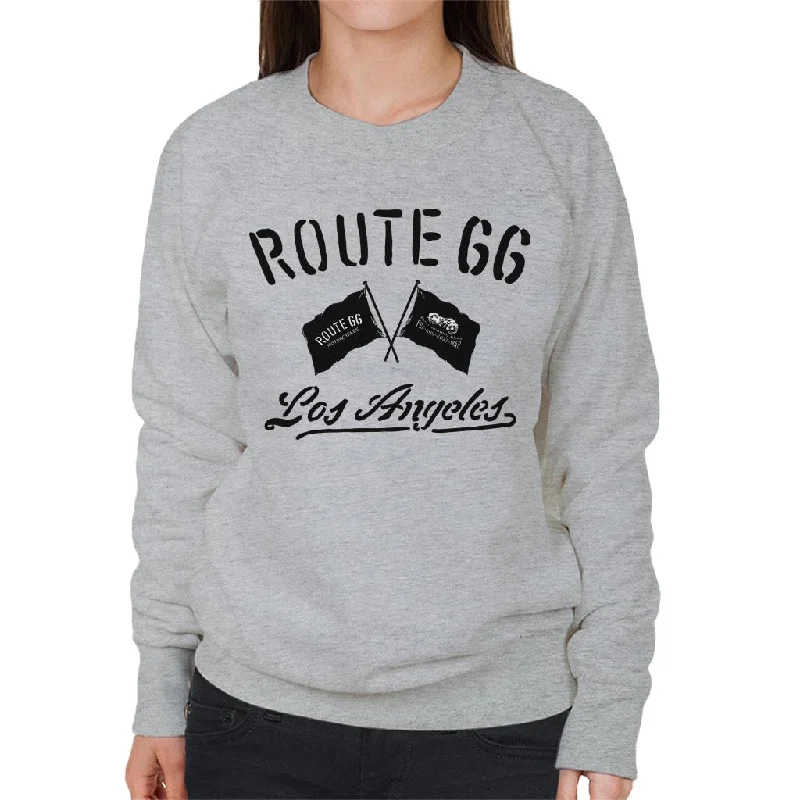 Route 66 Motorcycle Flags Los Angeles Women's Sweatshirt Hoodie with Pattern Geometric Abstract