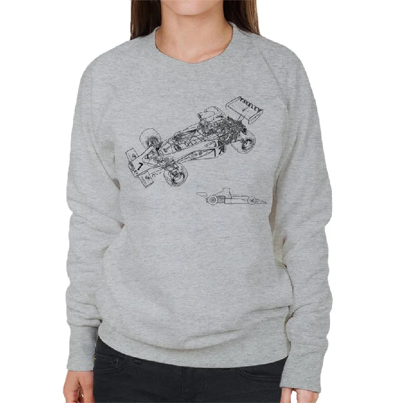 Motorsport Images McLaren M23 1973 Diagram Women's Sweatshirt Hoodie with Stripes Bold Sporty