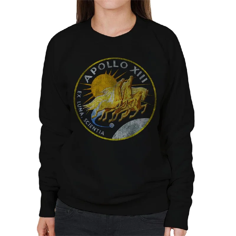 NASA Apollo 13 Mission Badge Distressed Women's Sweatshirt Hoodie with Print Artistic Unique