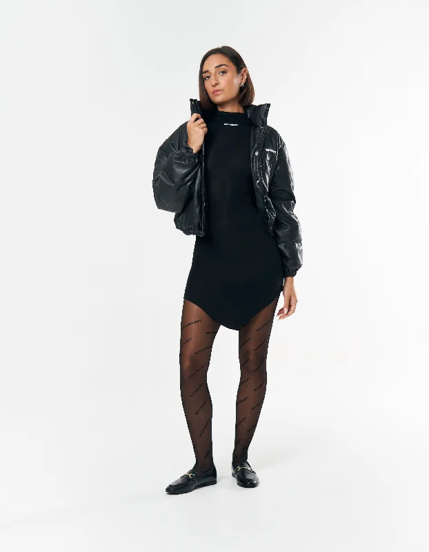 S1 Faux Crop Jacket - Black Zippered Front Buttoned Front Snap Front