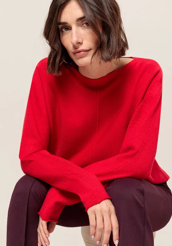 Bianca Stretch Knit Jumper, Red Elegant Classic Vintage