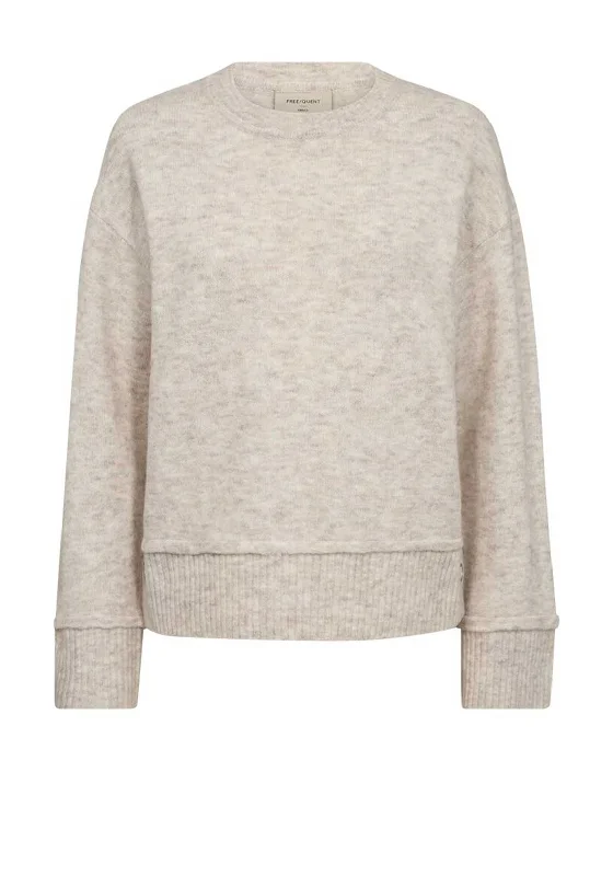 Freequent Mulle Button Side Jumper, Beige Casual Formal Business