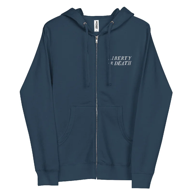 13 Stars Liberty or Death Zip Hoodie Hoodie with Drop Shoulder Relaxed Streetwear