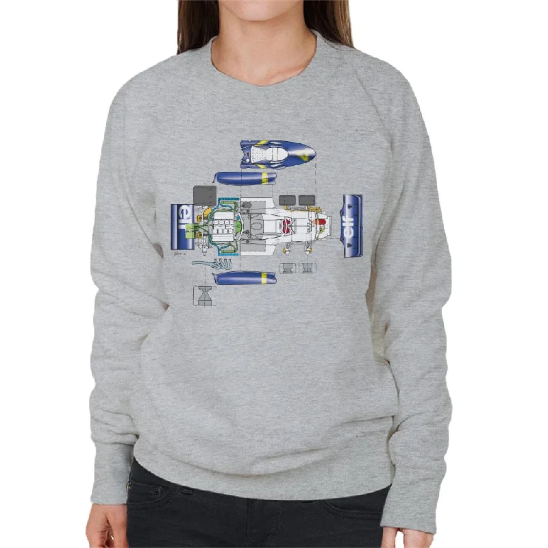 Motorsport Images Tyrrell P34 Exploded Diagram Women's Sweatshirt Hoodie with Applique Textured Unique