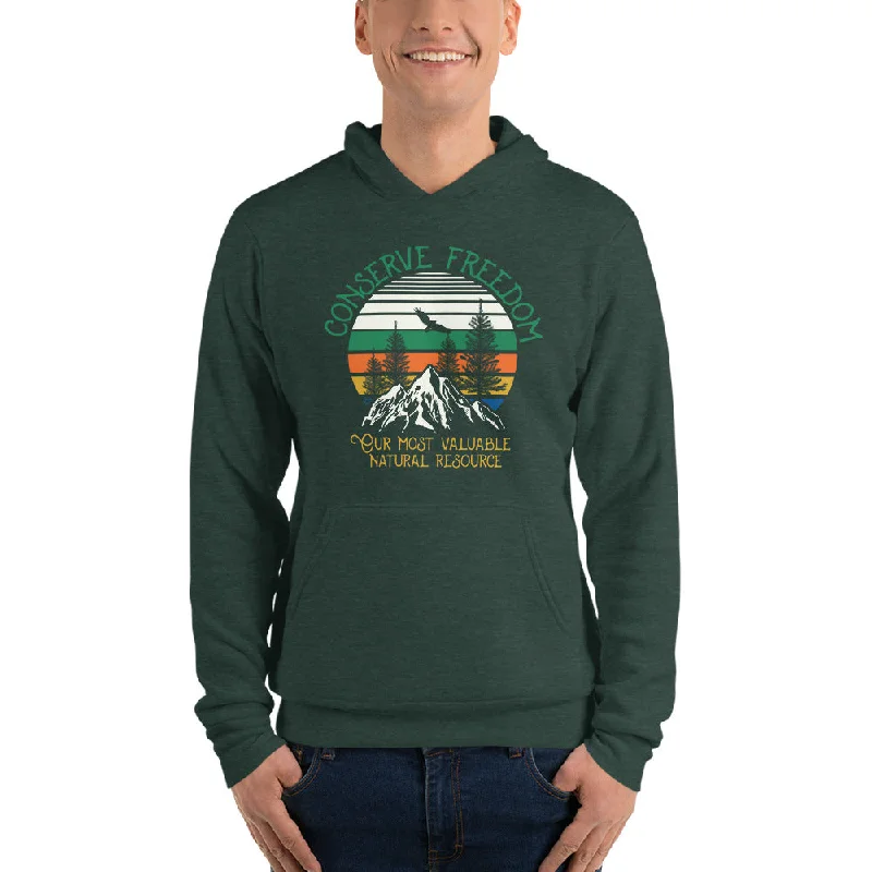 Conserve Freedom Sponge Fleece Unisex Hoodie Sweatshirt Hoodie with Raglan Sleeves Sporty Comfortable