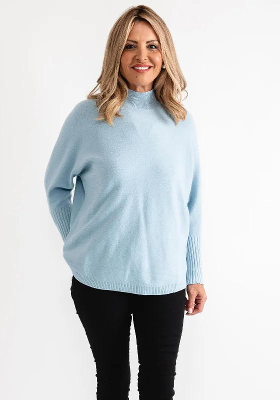 D.e.c.k by Decollage One Size Polo Neck Jumper, Sky Blue Thin Thick Dense