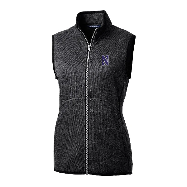 Northwestern Wildcat Women's Mailsail Sweater Knit Full-Zip Vest Cashmere Blend Cotton Blend Poly Blend