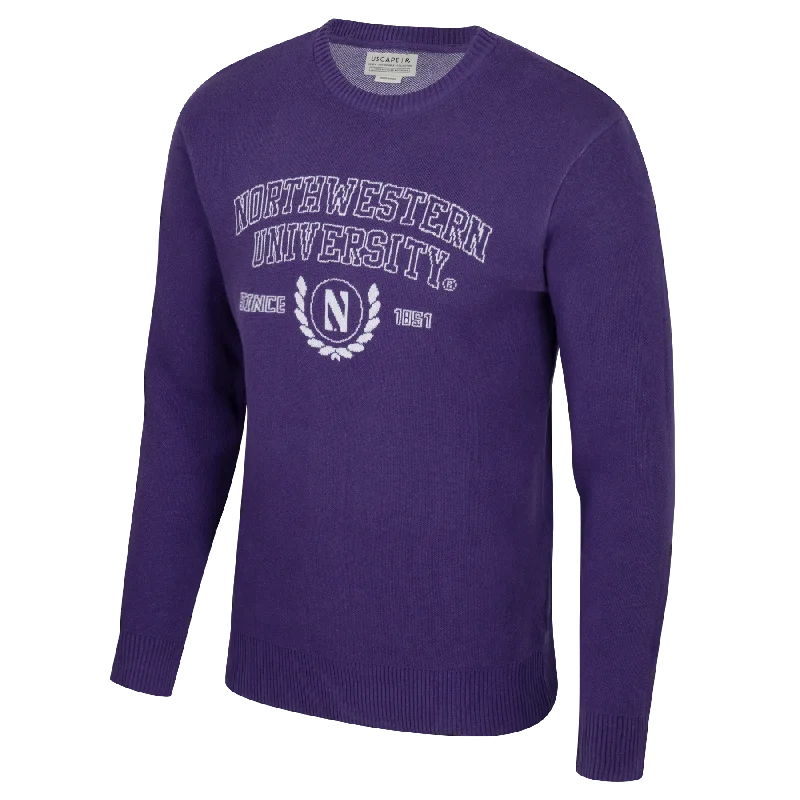 Northwestern Wildcats Vintage Jacquard Sweater Spandex Blend Rayon Blend Denim Blend