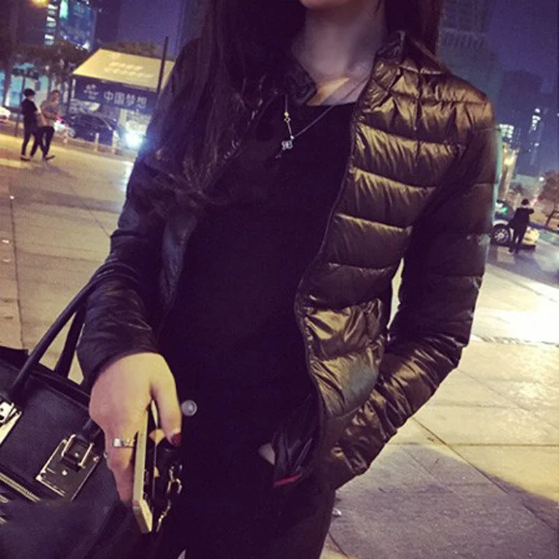 2016 Winter & Spring Women Jacket Short Down Outwear Female Winter Coat Cotton Padded Warm Jacket Outwear Women Winter Down Coat Notch Collar Peter Pan Collar Cowl Neck