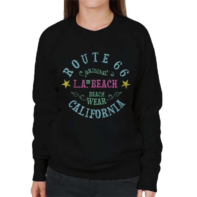 Route 66 LA Beach Wear Women's Sweatshirt Hoodie with Batwing Sleeves Loose Dramatic