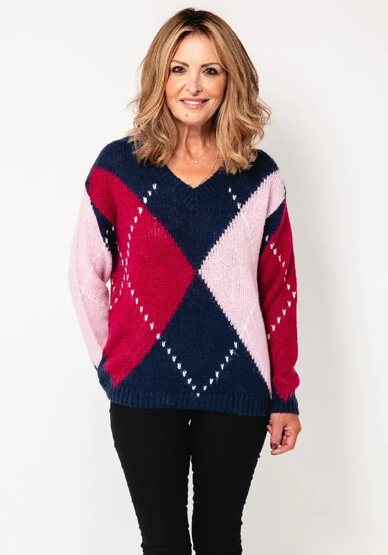 Olsen Damond Knit V Neck Jumper, Navy Front Pockets Side Pockets Patch Pockets