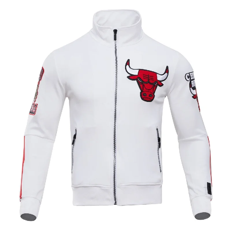 NBA CHICAGO BULLS CLASSIC MEN'S TRACK JACKET (WHITE) Cardigan Sweater Pullover