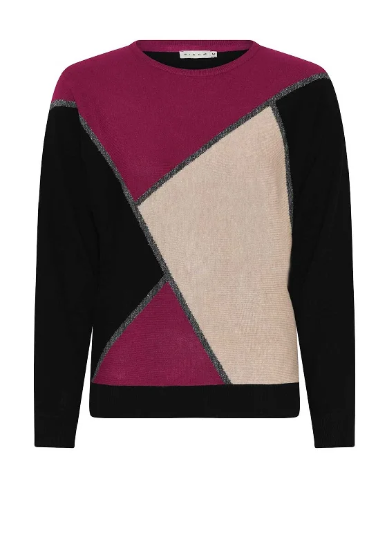 Micha Colour Block Jumper, Black and Pink Spandex Blend Rayon Blend Denim Blend