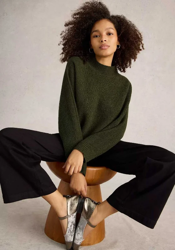 White Stuff Carli Knit Wool Jumper, Green Striped Floral Plaid
