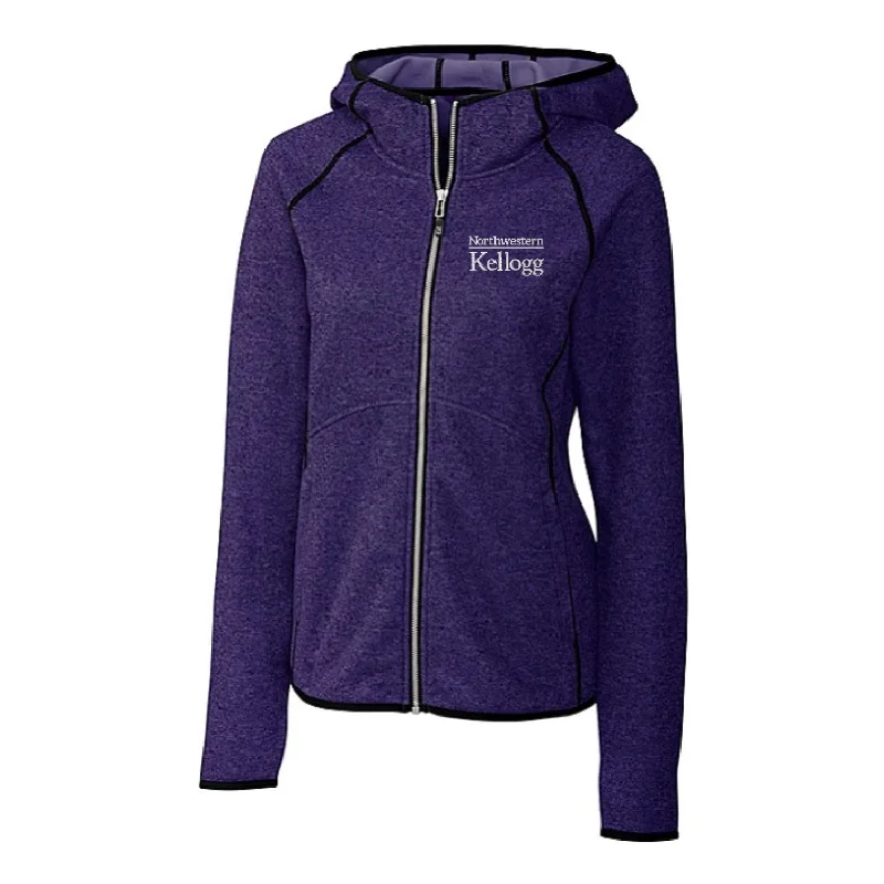 Northwestern Wildcats Women's Cutter & Buck Kellogg Mainsail Sweater Knit Full-Zip Purple Jacket Neon Metallic Matte