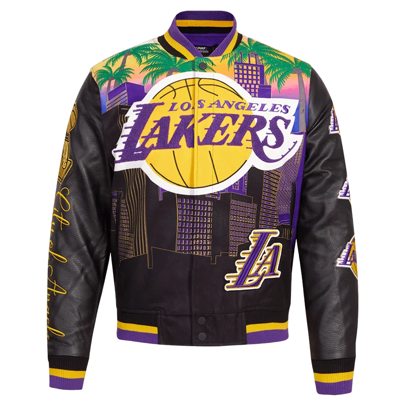 NBA LOS ANGELES LAKERS REMIX VARSITY MEN'S JACKET (BLACK) Jacket Blazer Coat