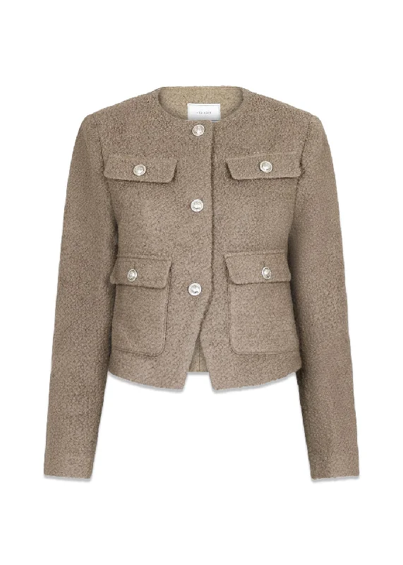 Holly Structure jacket - Warm Grey Stand-Up Collar Roll-Neck Collar Turtle Neck