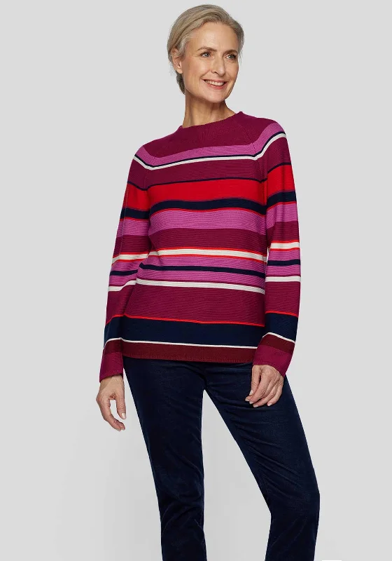 Rabe Striped Knitted Jumper, Purple Multi Stretchy Elastic Breathable