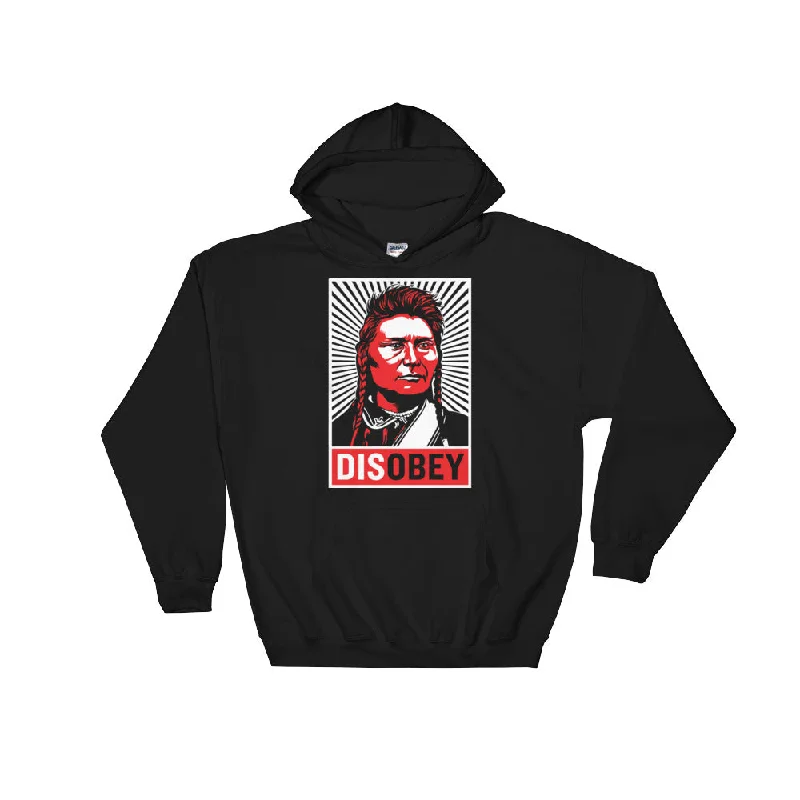 Chief Joseph Disobey Hooded Sweatshirt Hoodie with Hem Raw Edge Edgy Unfinished