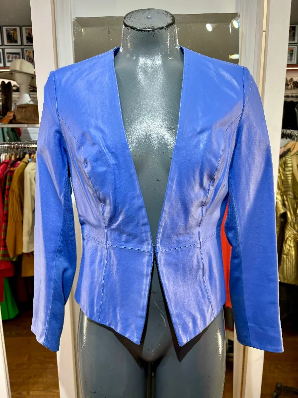 00’s Crop Zip Leather Fit Jacket by Julie Futrestine Toggled Jacket Drawstring Jacket Belted Jacket