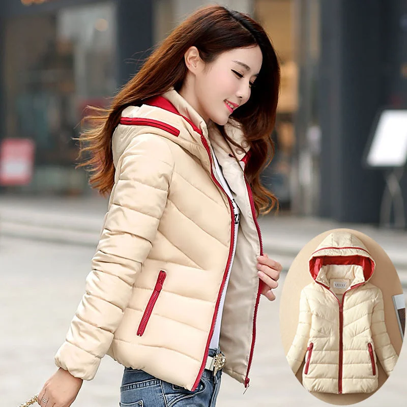 Fashion women warm jacket coat Slim hooded warm women jacket coat outwear Women Light Thick Winter coat jacket for cold weather One-Shoulder Jacket Off-the-Shoulder Jacket Asymmetrical Jacket