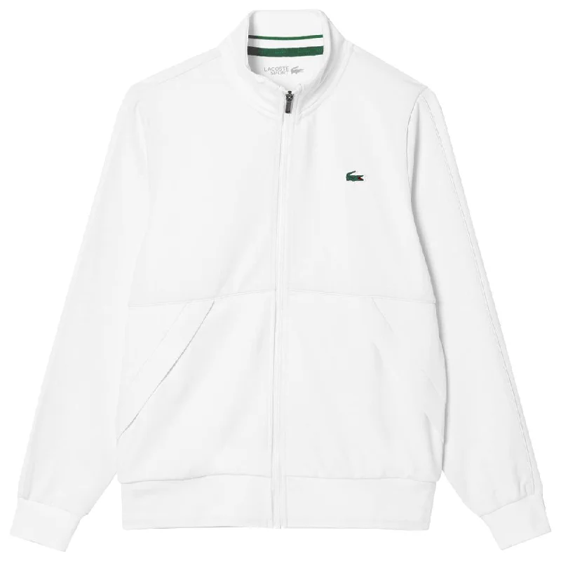 Lacoste Men's Sport Full Zip Jacket - White Embroidered Jacket Appliqued Jacket Beaded Jacket
