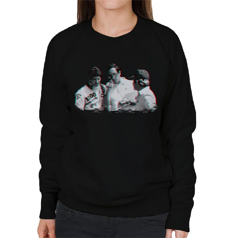 Motorsport Images Jody Scheckter Mauro Forghieri South African GP Women's Sweatshirt Hoodie with Hem Frayed Vintage Worn