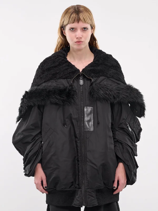 Fold Down Collar Puffer Jacket (JN-J009-051-BLACK) Herringbone Jacket Houndstooth Jacket Plaid Jacket