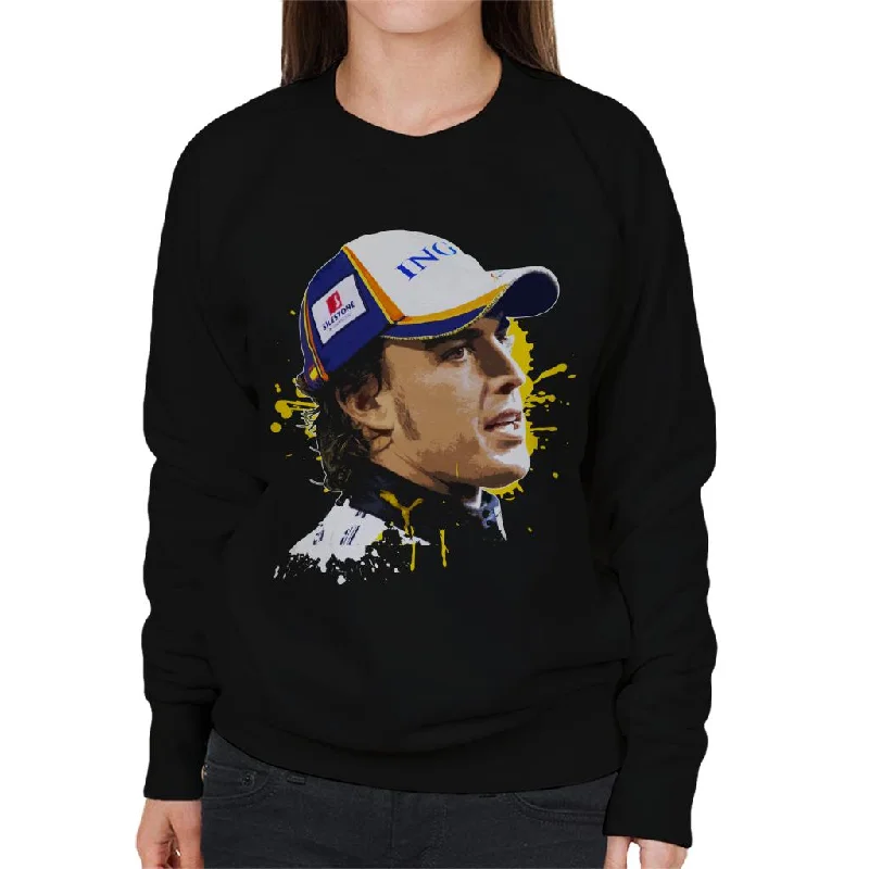 Motorsport Images Fernando Alonso Post Race Interview Women's Sweatshirt Hoodie with Relaxed Fit Easy Casual