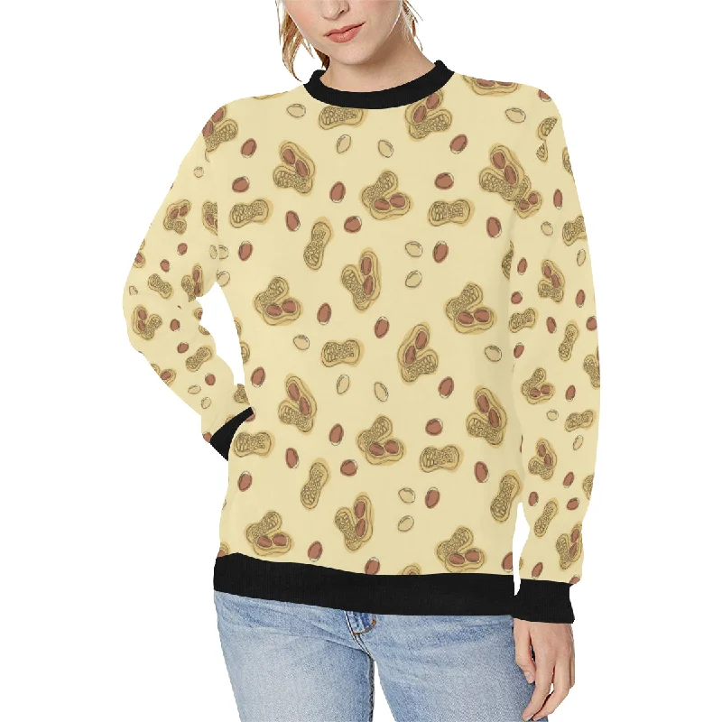 peanuts design pattern Women's Crew Neck Sweatshirt Hoodie with Earth Tones Natural Calm