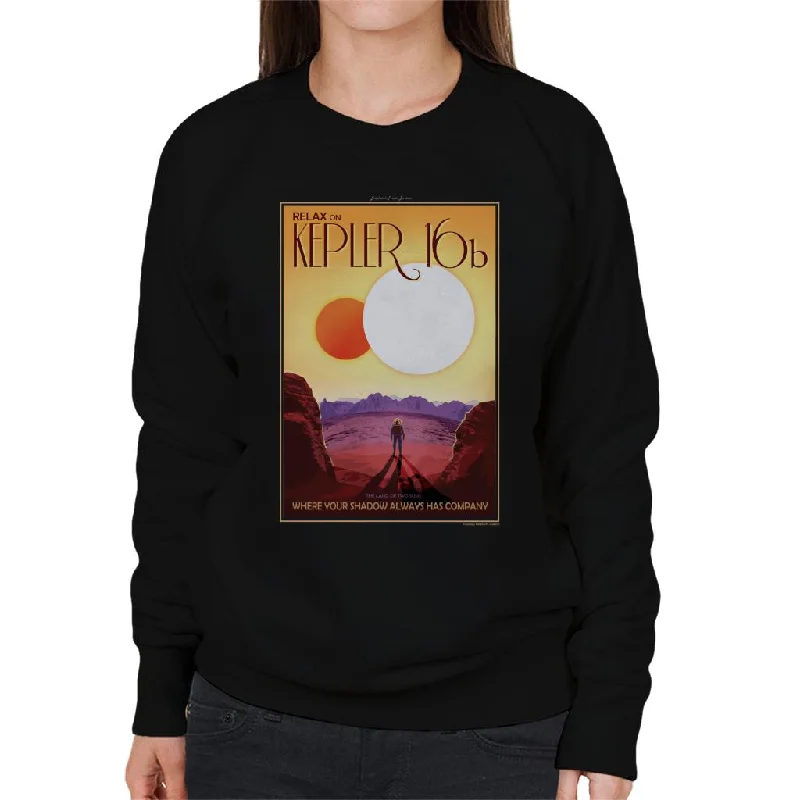 NASA Kelper 16b Interplanetary Travel Poster Women's Sweatshirt Hoodie with Batwing Sleeves Loose Dramatic