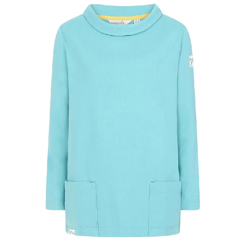 LJ94 - Plain Roll Neck Sweatshirt - Ocean Hoodie with Mock Neck Collared Structured